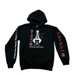 Naruto Shippuden Hoodie Mens Small S Black Ichiraku Ramen Shop Long Sleeve